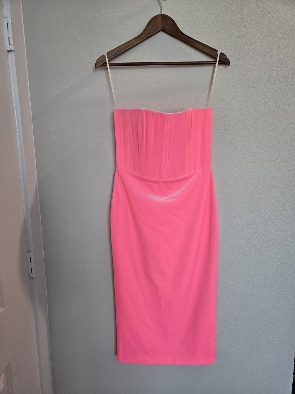 Alex Perry Hot Pink Strapless Midi Sheath Dress